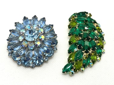 (2) Julianna Delizzer and Elster Rhinestone Brooches
