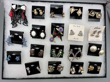 (19) Pairs of Signed Costume Jewelry Earrings; Richelieu, Segal, B. David, Others
