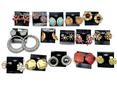 Group of Vintage Signed Costume Jewlery Earrings