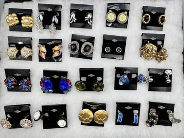 (20) Pairs of Signed Costume Jewelry Earrings; Swarovski, Haskell, Vogue, Givenchy, KJL, Others