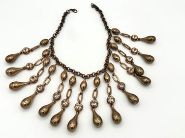 Miriam Haskell Drop Dangle Rhinestone Statement Bibb Necklace
