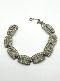 Bogoff Silver Tone Rhinestone Bracelet