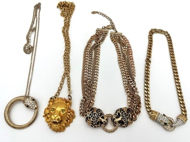 (4) Chunky Lion/Puma Statement Necklaces
