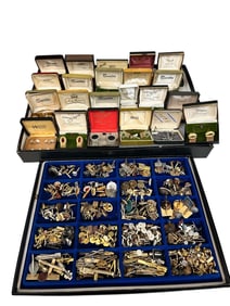 Huge Lot of Cufflinks, Tie Tacks (22) in Original Boxes