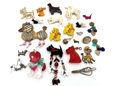 (22) Group of Dog Costume Brooches, Earrings, Pendant, Cufflink