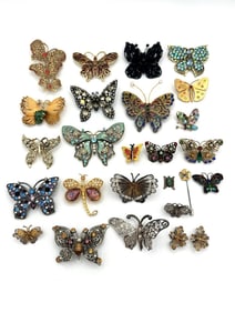 (22) Butterfly Brooches, Stick Pin, Earrings, Pendant; Sterling, Weiss, Graziano