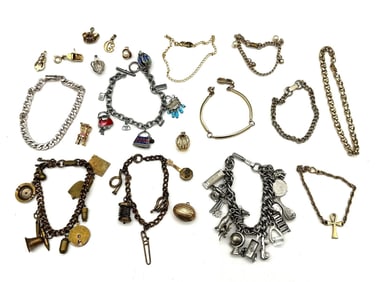 (11) Non-Silver Charm Bracelets; (6) With Charms