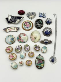 Group of Hand Painted Porcelain Jewelry