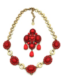 Stella and Dot Necklace and Brooch Set