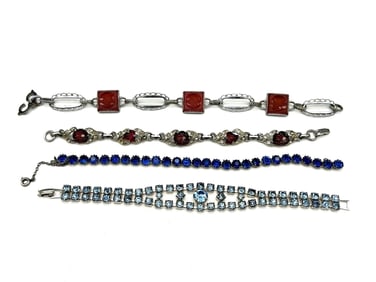 (4) Vintage Costume Rhinestone Jewelry Bracelets