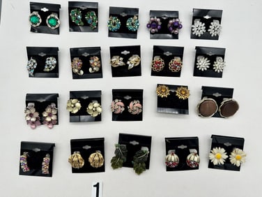(20) Pairs of Signed Costume Jewelry Earrings; Sarah Cov, Lisner