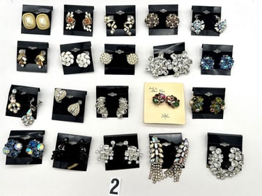 (20) Pairs of Signed Costume Jewelry Earrings; Richelieu, Weiss, Coro, Lisner