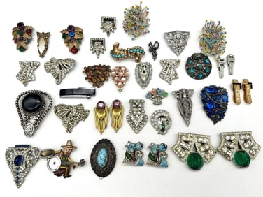 (38) Group of Vintage Scarf Clips; Coro, Others