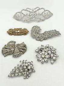 (6) Clear Viintage Rhinestone Duette/Brooches