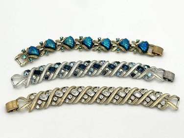 (3) Coro Chunky Rhinestone Bracelets