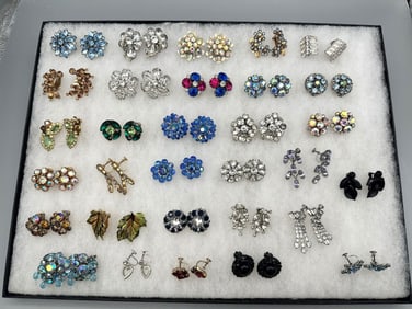 (31) Pairs of Vintage Weiss Costume Jewelry Earrings