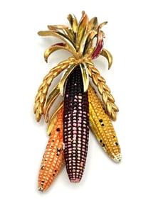 Weiss Vintage Enamel Brooch "Corn Cob"