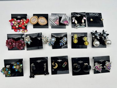 Group of Vintage Signed Costume Jewelry Earrings