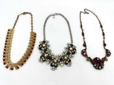(3) Statement Elegant Jewelry Necklaces: Lisner, Germany