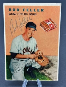 RARE 1954 Bob Feller Wilson Franks Baseball Card Autographed