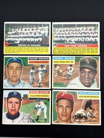 (6) 1956 Topps Baseball Cards: Richie Ashburn, Walter Alston, Minnie Minoso, Duke Snider, NY