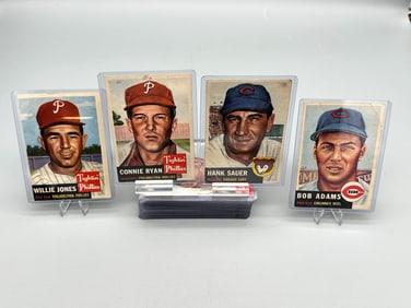 (20) 1953 Topps Baseball Cards: Adam, Sauer, Ryan, Jones