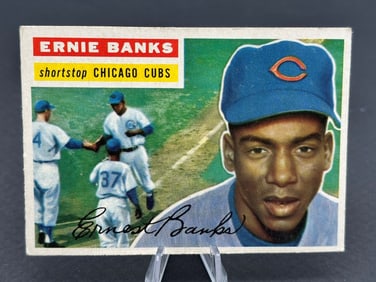 1956 Topps Ernie Banks #15 Gray Back Baseball Card