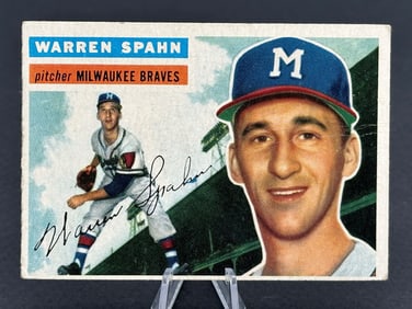 1956 Topps Warren Spahn #10 Gray Back Baseball Card