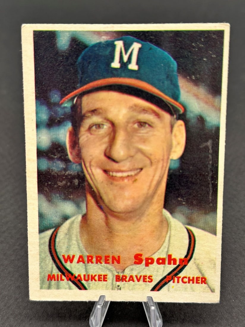 1957 Topps Warren Spahn #90 Baseball Card (1 of 10)
