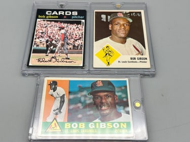 (3) Bob Gibson Baseball Cards