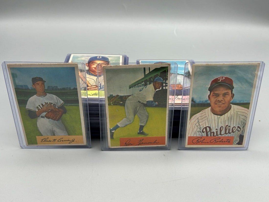 (66) 1954 Bowman Baseball Cards: Roberts, Corwin, Newcombe (1 of 6)