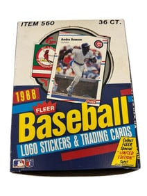 1988 Fleer Baseball Wax Box 35/36 Packs