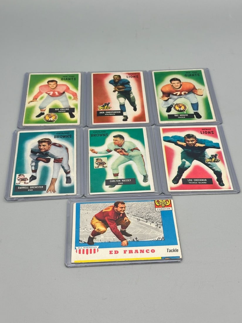 (6) 1955 Bowman Football Cards, (1) 1955 Topps All American Card (1 of 5)