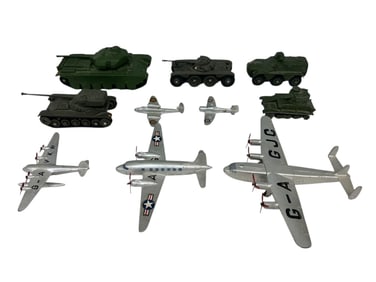 (10) Vintage Dinky Planes, and Tank Toys