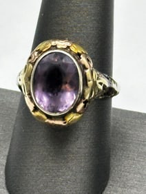 14k Gold Amethyst Ring Large Oval Cut Amethyst