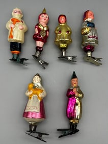 (6) Russian Glass Clip-On Ornaments