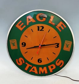 Vintage Eagle Stamps Clock for Parts