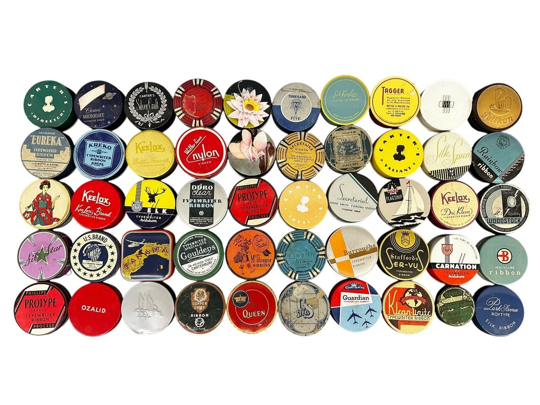 (50) Antique Typewriter Ribbon Tins All Empty (1 of 5)