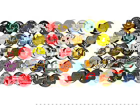 (50) Antique Typewriter Ribbon Tins All Empty: (50) Antique Typewriter Ribbon Tins All Empty: Includes the following brand names; Pelikan, Rainbow, Woodstock, Mainline, Park Ave., Klean Write, Stafford's, Keelox, Carter's, Tagger, Guardian, The Qu