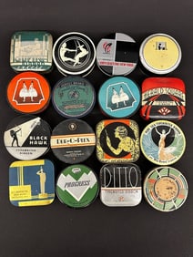 (16) Art Deco Antique Typewriter Ribbon Tins Most With Ribbons