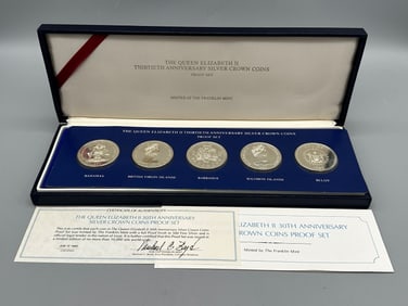 The Queen Elizabeth II 30th Anniversary Silver Crown (5) Coin Proof Set