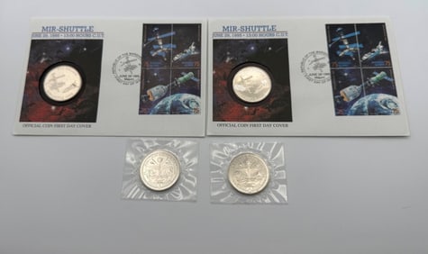 (2) 1995 Mir-Shuttle Official Coin First Day Covers