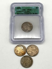 (4) Buffalo Head Nickels; 1914-S, 1916, 1928-D, 1930 ICG VF25