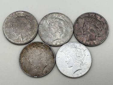 (5) Silver Peace Dollars: 1922, 1923, 1923-D