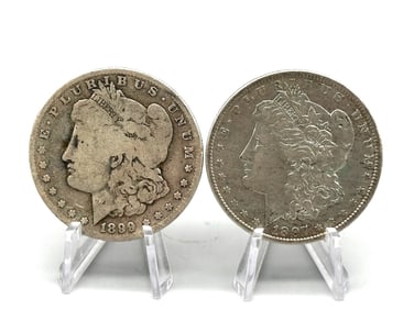 (2) Morgan Silver Dollars; 1899-S, 1897-O