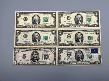 US Currency Lot of Banknotes