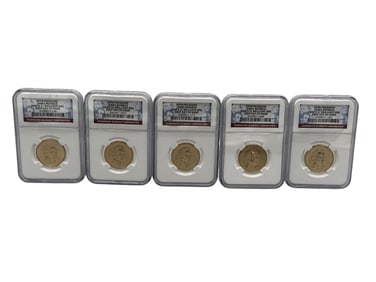 (5) James Monroe 2008-D $1 Brilliant UNC First Day Issue NGC