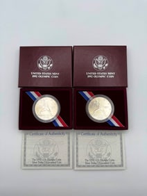 (2) 1992 US Olympic Uncirculated Silver Dollars
