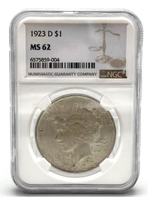 1923-D Peace Silver Dollar NGC MS62