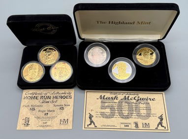 Mark McGwire Roger Maris & Sammy Sosa Silver Medallion Collectibles The Highland Mint